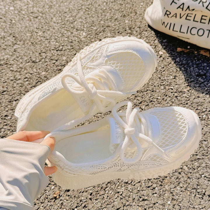 Damen Atmungsaktive Sneaker mit modischem Netzdesign und Glitzerakzenten Echo Archiv