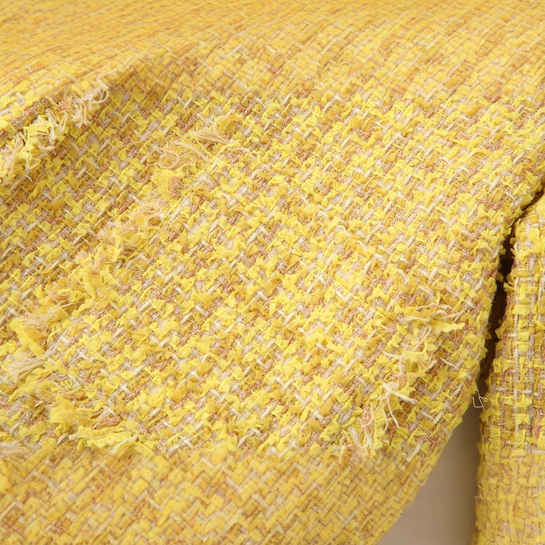 Damen Bouclé‑Tweed‑Cropped‑Jacke mit Fransen und Zierknöpfen Echoarchiv
