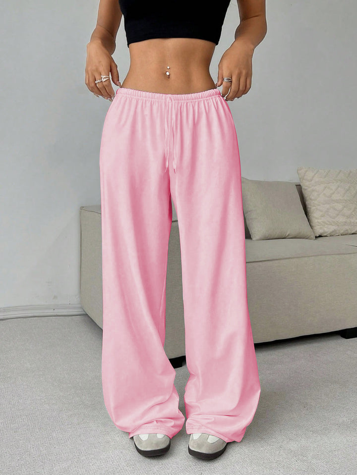 Damen weiter Highwaist Palazzo-Jogger mit elastischem Komfortbund, Kordelzug und seitlichen Eingrifftaschen – Avélisse