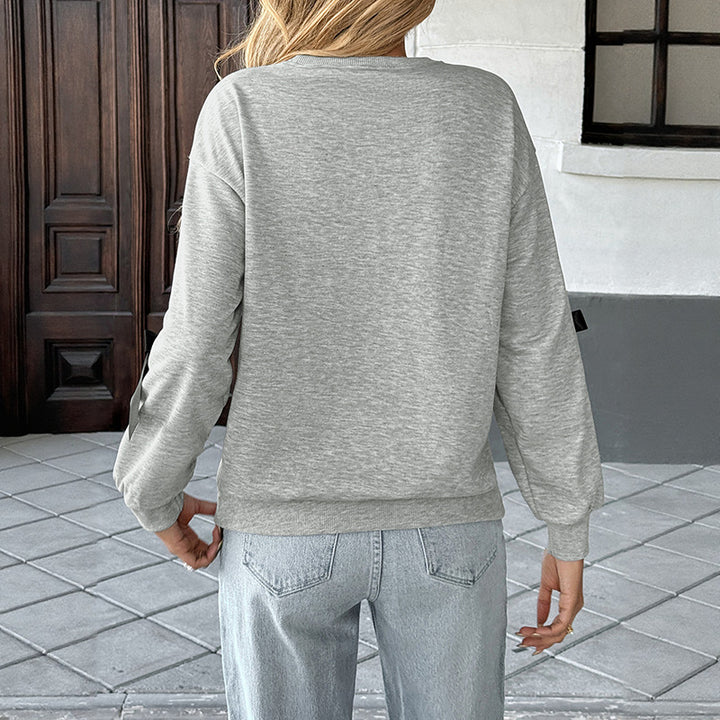 Damen Sweatshirt mit Satin‑Schleifenbesatz und Rundhalsausschnitt Echoarchiv