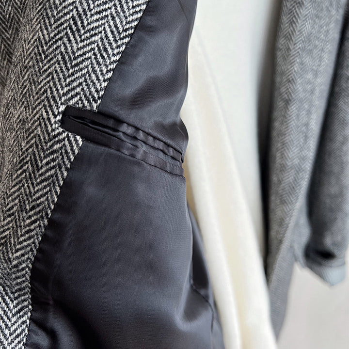 Damen Elegante Tweed-Blazerjacke Echoarchiv