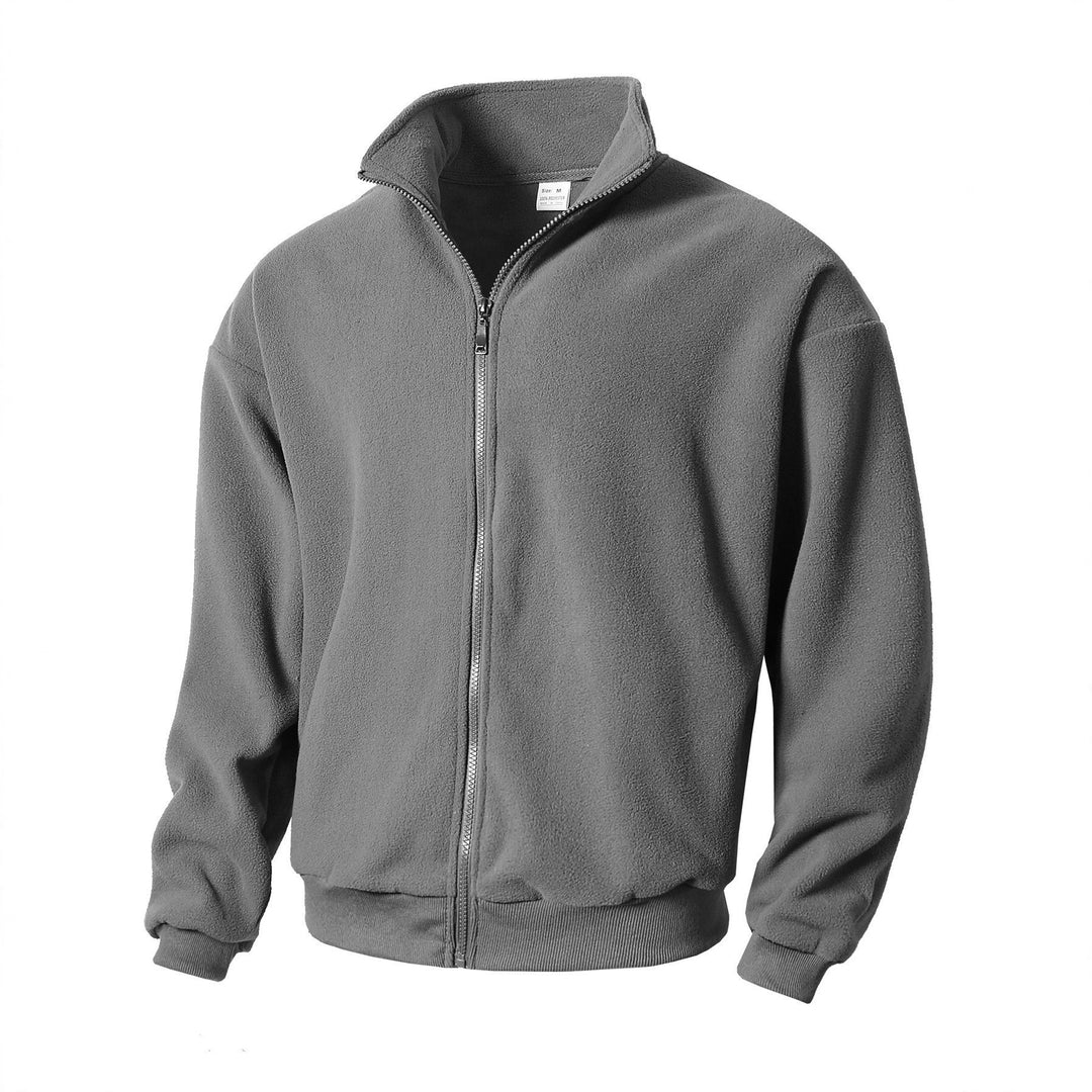 Herren Zip-Fleecejacke mit Stehkragen, durchgehendem Reißverschluss und gerippten Bündchen – Taviero