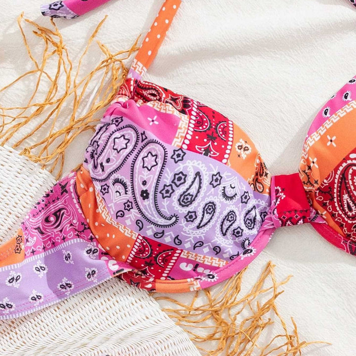 Damen Triangel-Bikini mit verstellbarem Unterteil und einzigartigem Muster Echo Archiv