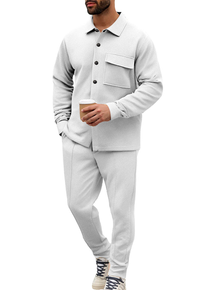 Herren nan Hemdenjacke-Set mit aufgesetzter Klappentasche und konischer Komforthose Echo Archiv