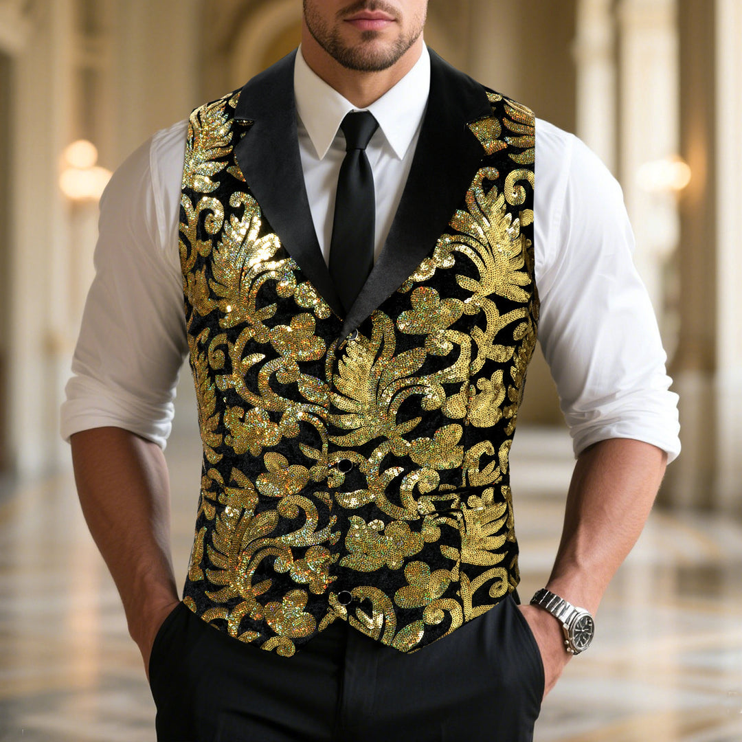 Herren schimmernde festliche Weste mit floralen Mustern Echoarchiv