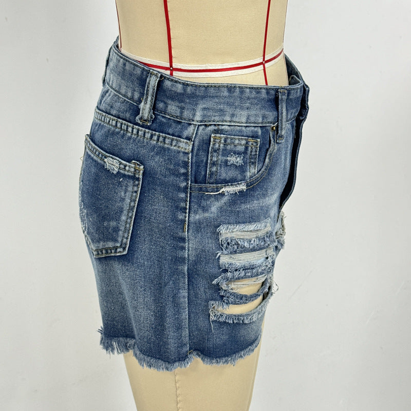 Damen Destroyed Denim Shorts Echo Archiv