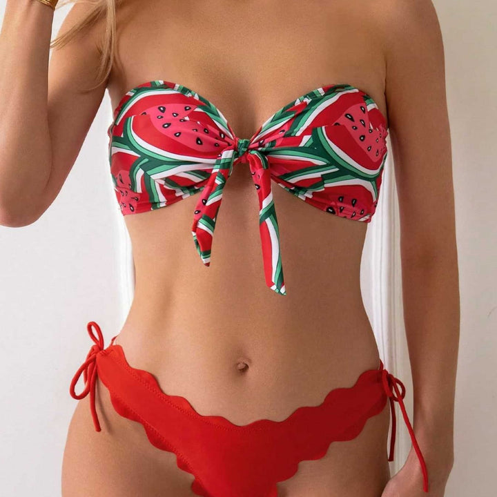 Damen Bandeau-Bikini mit verspieltem Knotendesign Echo Archiv