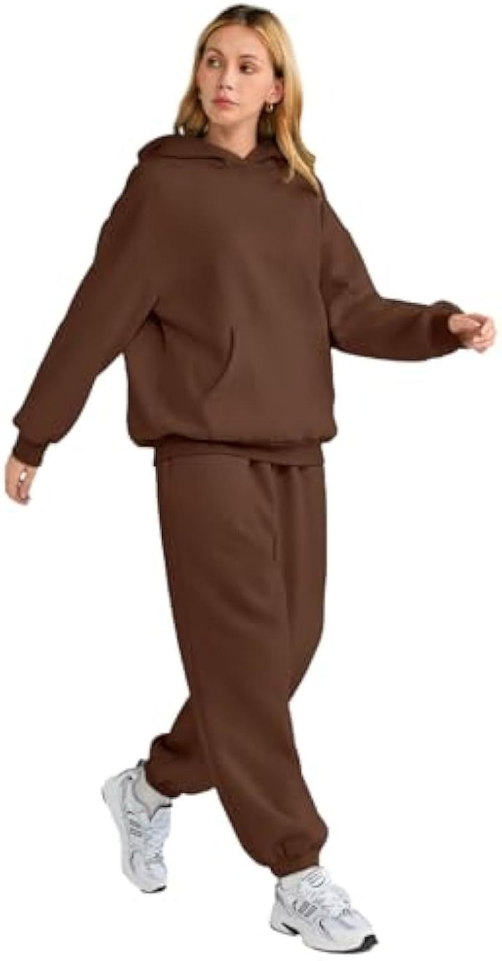 Damen Lässiges Hoodie-Jogging-Set aus French Terry mit Oversize-Kapuzenpullover und hochgeschnittener Jogginghose – Auréline
