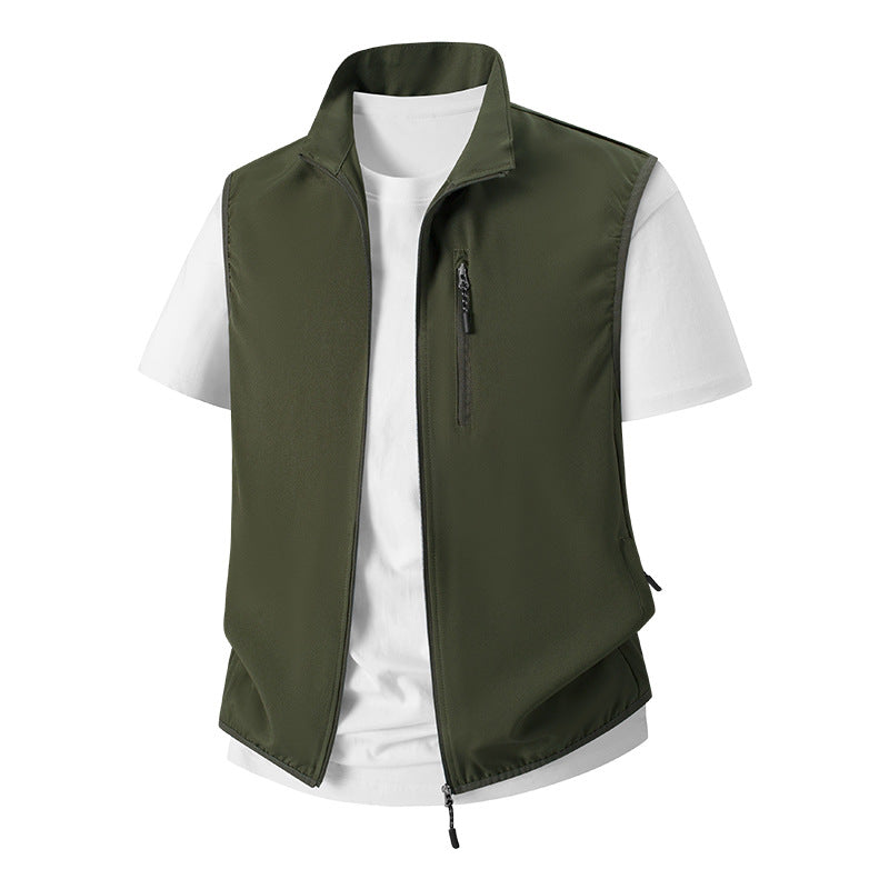 Herren Leichte Softshell-Utility-Weste mit Stehkragen, wasserabweisender Außenlage und Reißverschlusstaschen Echoarchiv