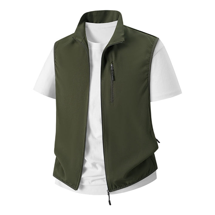 Herren Leichte Softshell-Utility-Weste mit Stehkragen, wasserabweisender Außenlage und Reißverschlusstaschen Echoarchiv