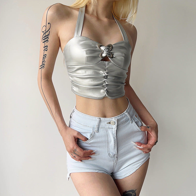 Damen Metallic Crop Top Echo Archiv