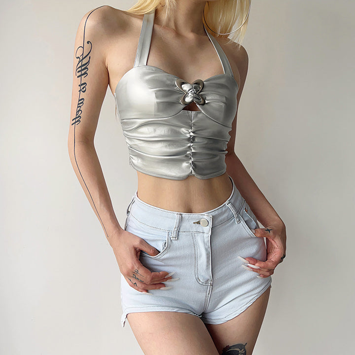 Damen Metallic Crop Top Echo Archiv