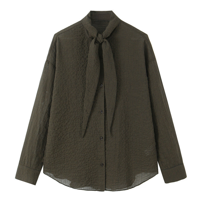 Damen Oversize-Bluse mit Schleifenkragen und feinem Vichy-Karo Echo Archiv