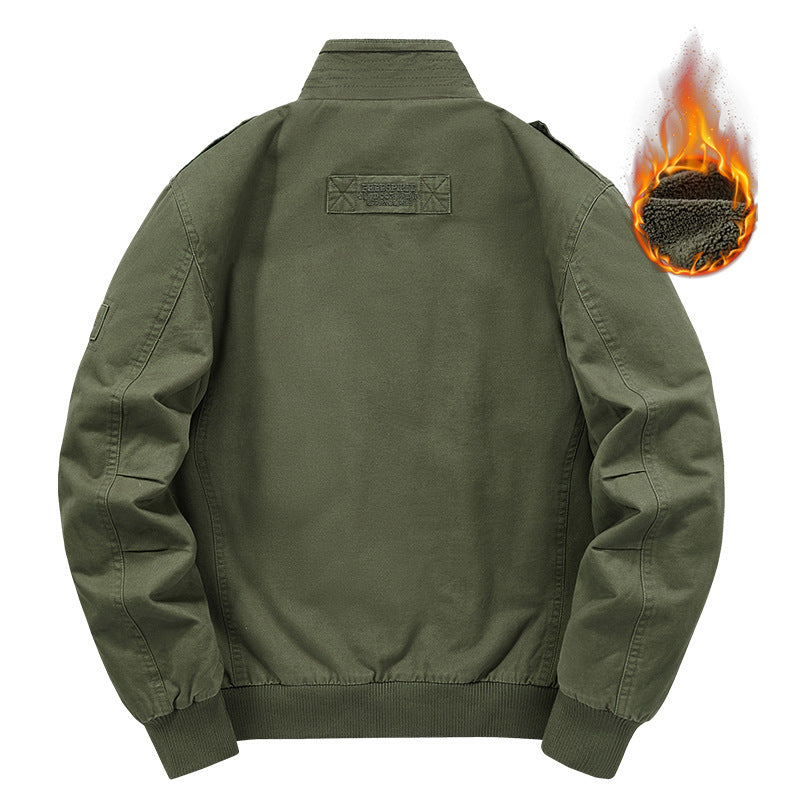 Herren Thermo-gefütterte Field‑Bomberjacke im Canvas‑Look mit Sherpa‑Innenfutter und Stehkragen Echo Archiv