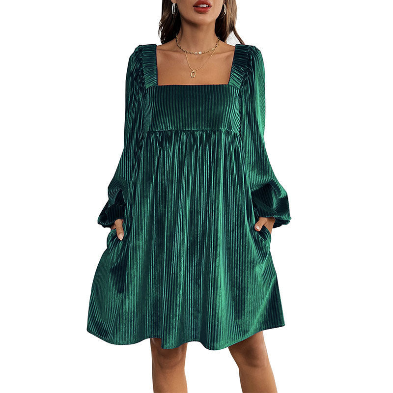 Damen Lässiges Maxikleid mit quadratischem Ausschnitt und Puffärmeln Echo Archiv