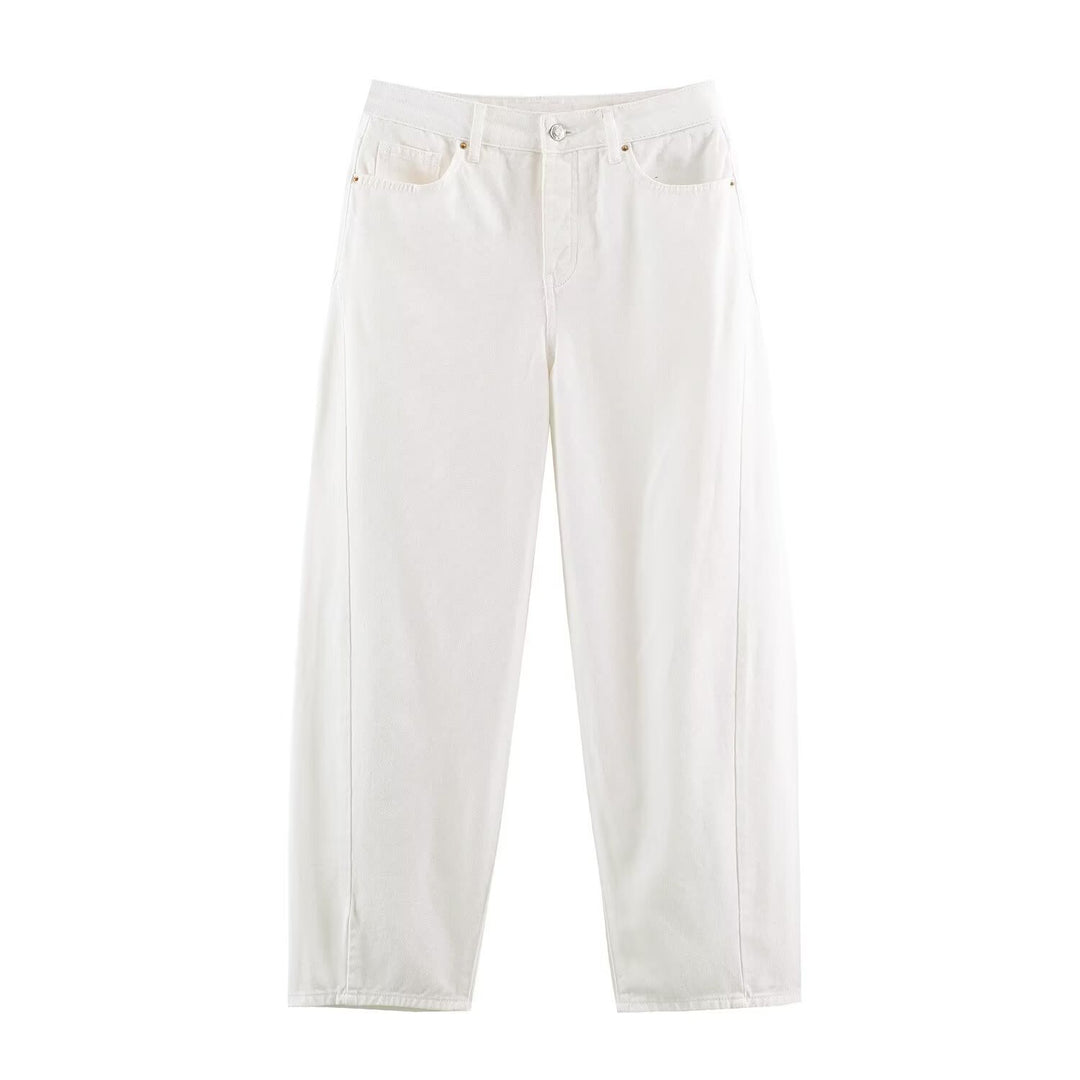 Damen Hochtaillierte weite Jeans mit geradem Bein und Cropped-Länge Echoarchiv