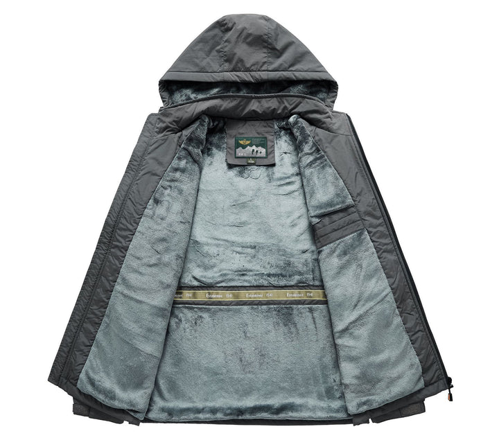 Herren Outdoorjacke mit Plüsch-Innenfutter, verstellbarer Kapuze und winddichter Front Echo Archiv