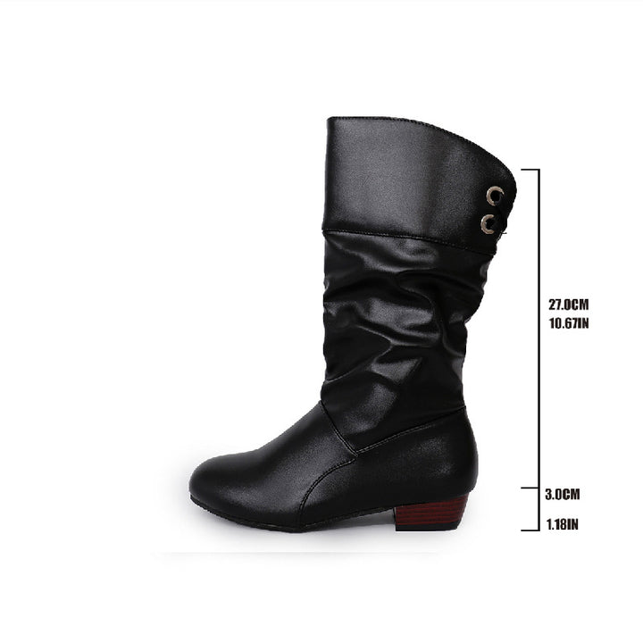 Damen Slouch-Stiefel mit niedrigem Blockabsatz und weichem Kunstlederschaft Echo Archiv