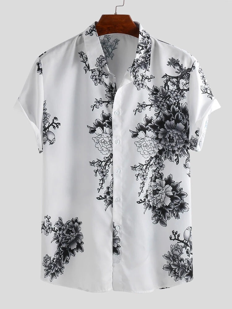 Herren Kurzarmhemd mit elegantem floralem Druck und hochwertigem Material Echoarchiv
