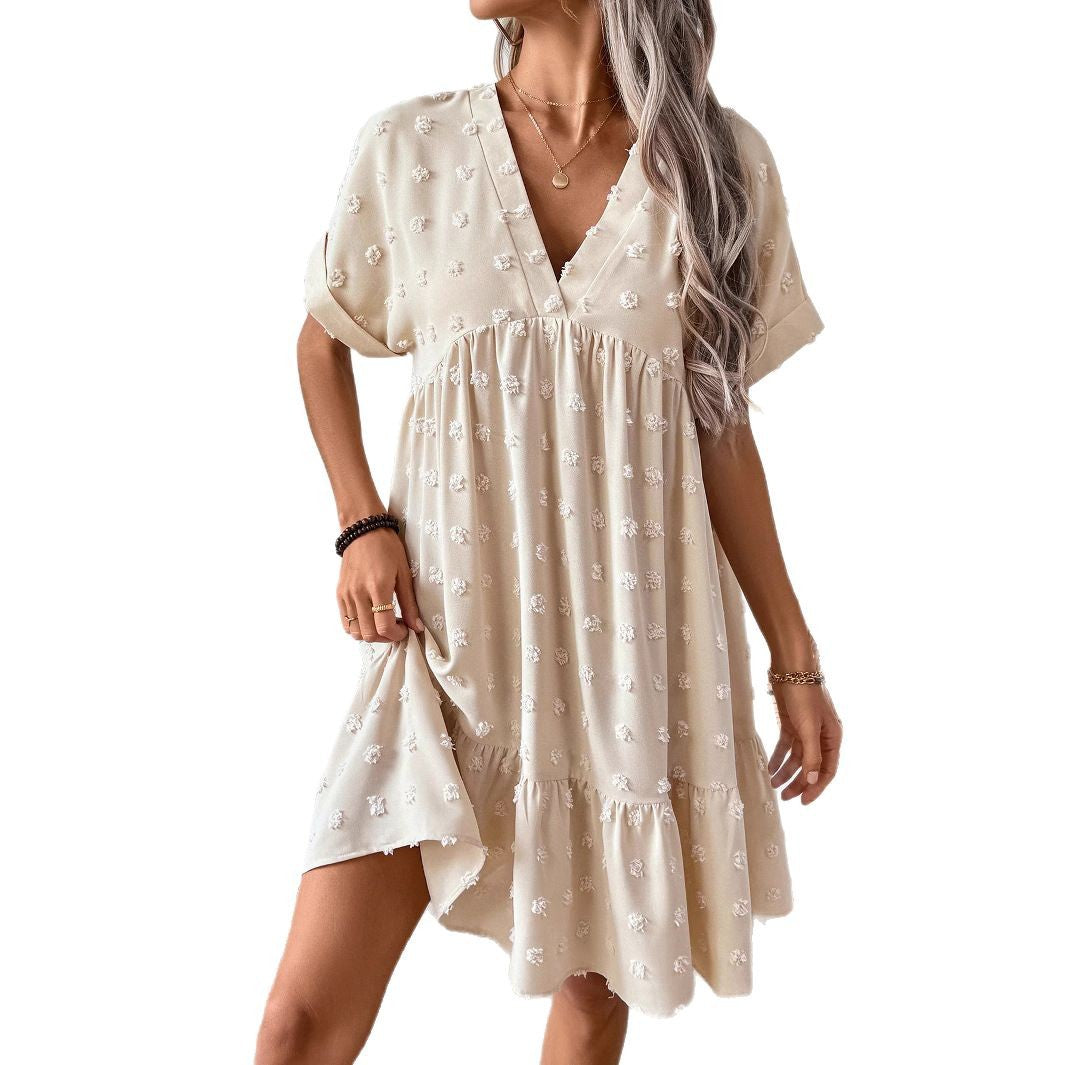 Damen Verspieltes Sommerkleid mit V-Ausschnitt und Rüschensaum Echo Archiv