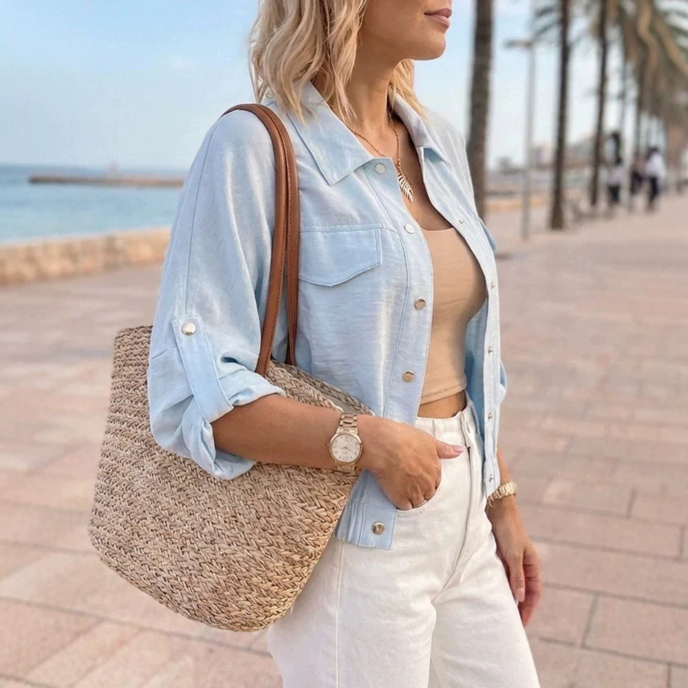 Damen Lässige Sommerjacke mit Knopfdetails Echo Archiv