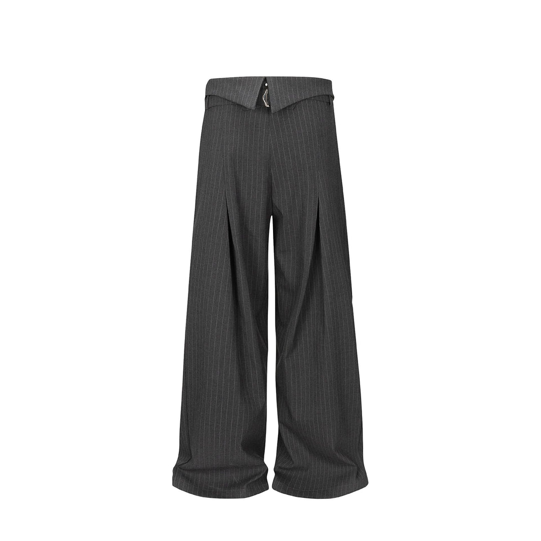 Damen Weite Bundfaltenhose mit Hemdkragen-Bund und Zierknöpfen Echoarchiv
