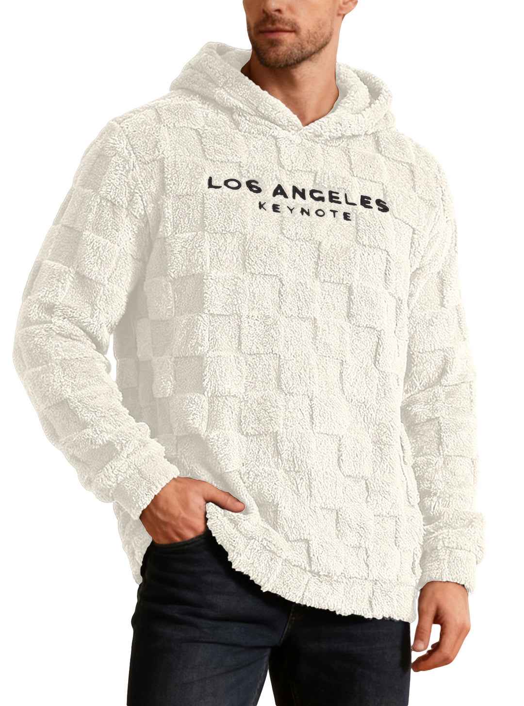 Herren Fleece Kapuzenpullover mit strukturiertem Waffelmuster Echoarchiv