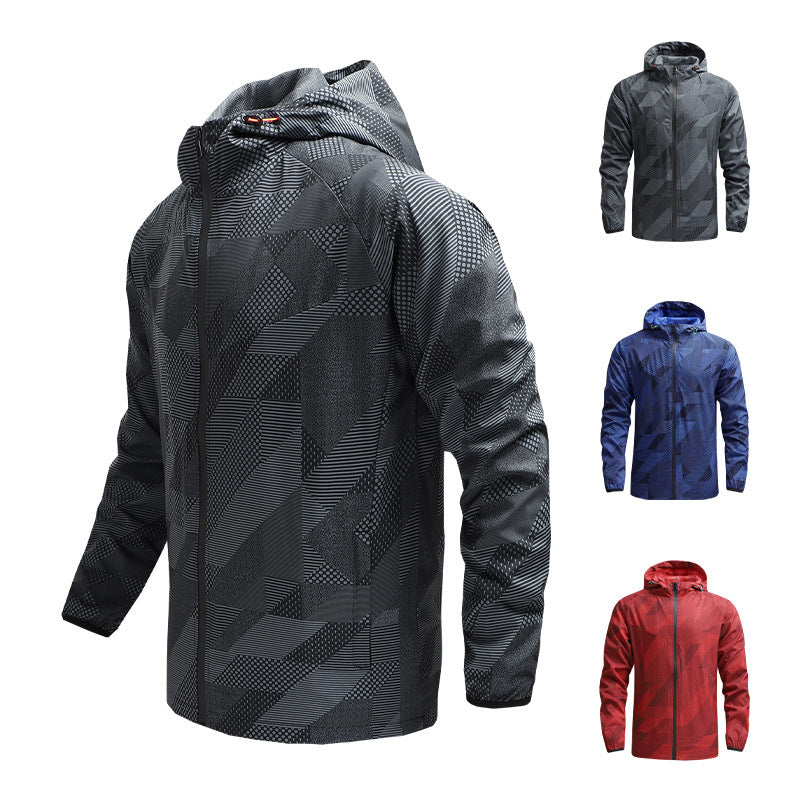 Herren ultraleichte Kapuzen-Trainingsjacke mit winddichter Oberfläche und Packfunktion Echo Archiv