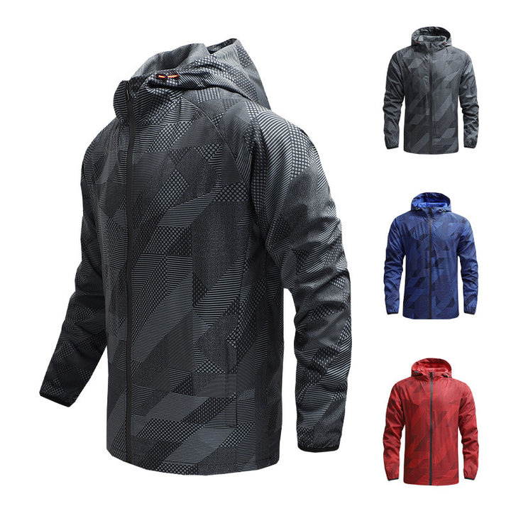 Herren ultraleichte Kapuzen-Trainingsjacke mit winddichter Oberfläche und Packfunktion Echo Archiv