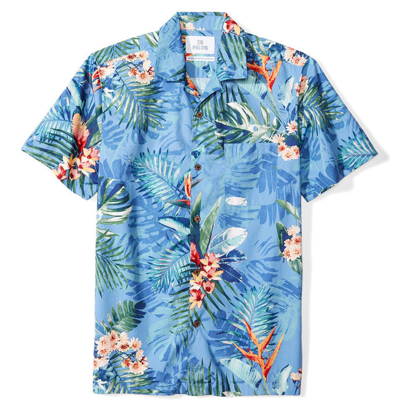 Herren Kurzarm-Hemd im modernen Hawaii-Design mit floralem Muster und hochwertigem Stoff Echoarchiv