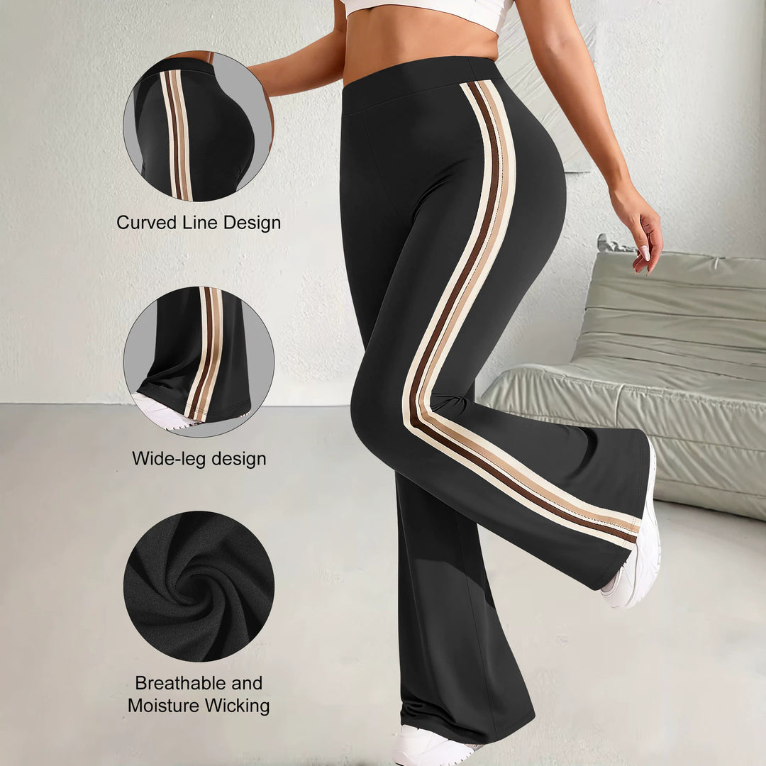 Damen High-Waist Schlaghose mit seitlichem Streifen und Scrunch-Po – Avélisse