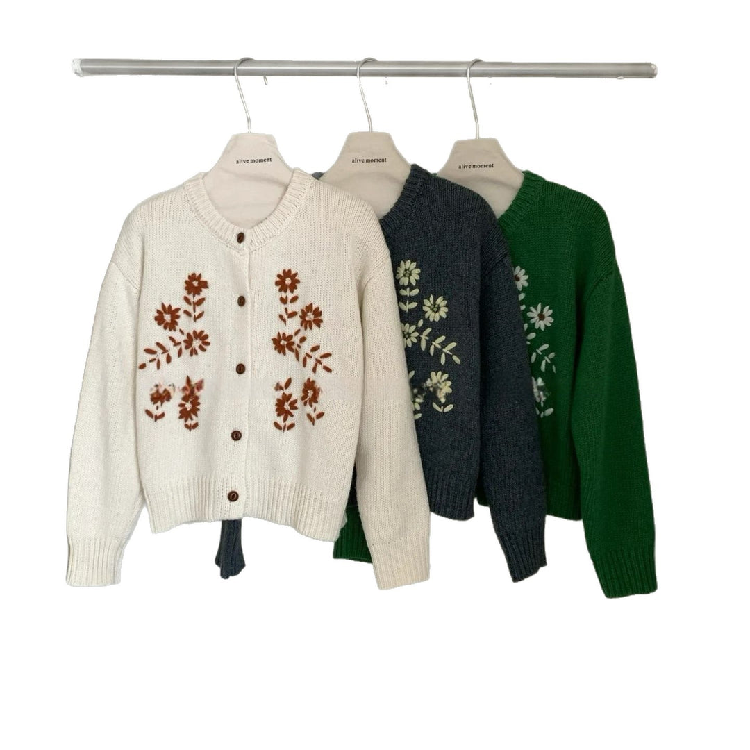 Damen Verspielte Strickjacke mit Blumenapplikationen Echo Archiv