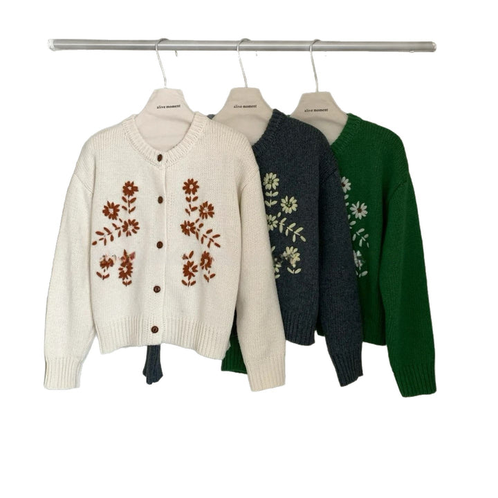 Damen Verspielte Strickjacke mit Blumenapplikationen Echo Archiv