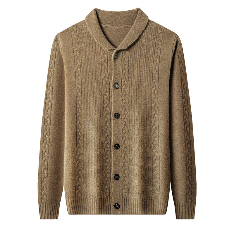 Herren modische Strickjacke mit feiner Struktur und durchgehendem Knopfverschluss Echoarchiv