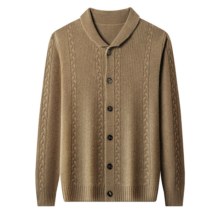 Herren modische Strickjacke mit feiner Struktur und durchgehendem Knopfverschluss Echoarchiv