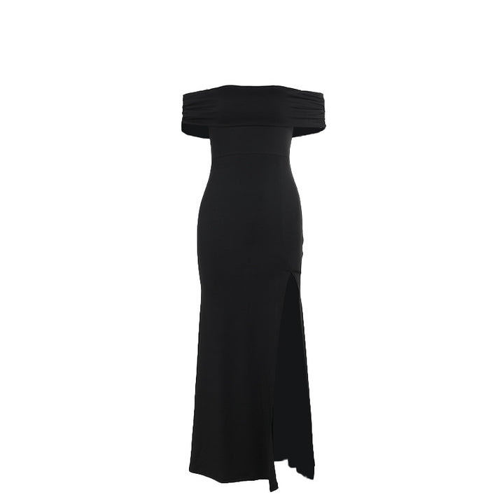Damen Maxi-Kleid mit schulterfreiem Design und elegantem Schlitz Echo Archiv