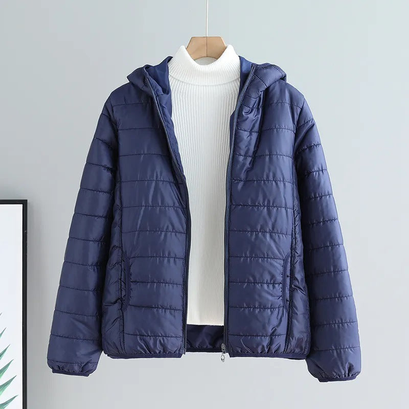 Damen gesteppte Übergangsjacke mit praktischen Taschen und Kapuze Echoarchiv
