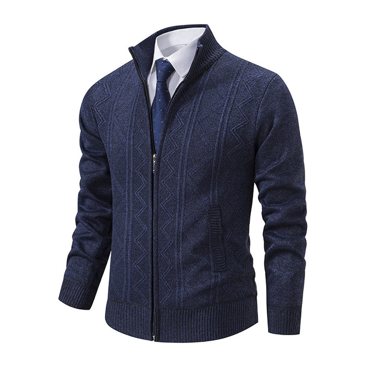 Herren modische Strickjacke mit hohem Kragen und Reißverschluss Echoarchiv