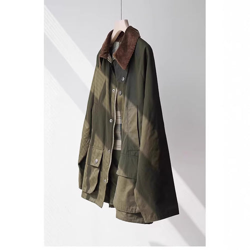 Damen wasserabweisende Oversize-Fieldjacke mit Cordkragen und aufgesetzten Pattentaschen Echo Archiv