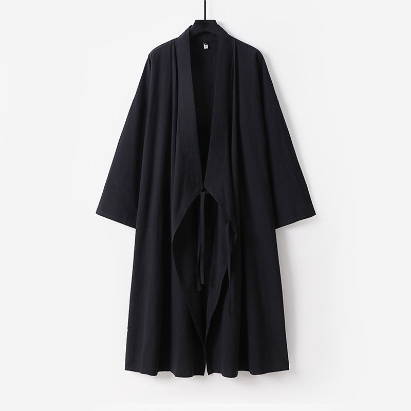Unisex Langer Kimono-Mantel mit Bindeband, weitem Schnitt und minimalistischer Silhouette Echoarchiv
