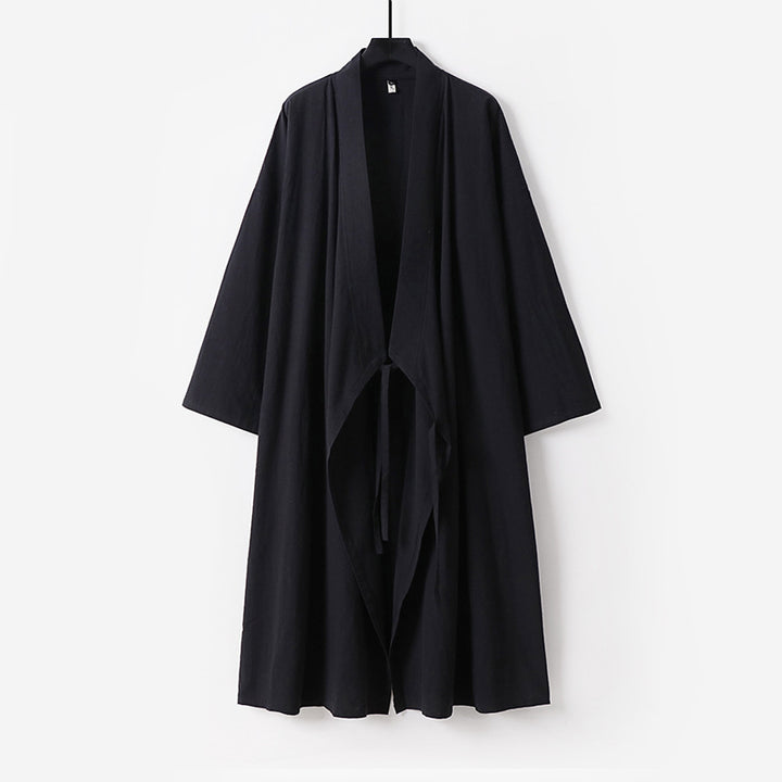 Unisex Langer Kimono-Mantel mit Bindeband, weitem Schnitt und minimalistischer Silhouette Echoarchiv