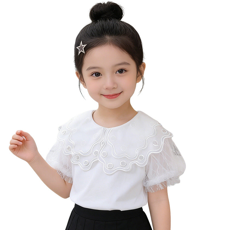 Mädchen T-Shirt mit elegantem Spitzenkragen und luftigen Ärmeln Echo Archiv