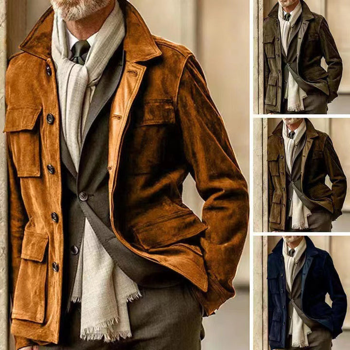 Herren Suede Utility Jacke mit praktischen Taschen und modernem Schnitt Echoarchiv