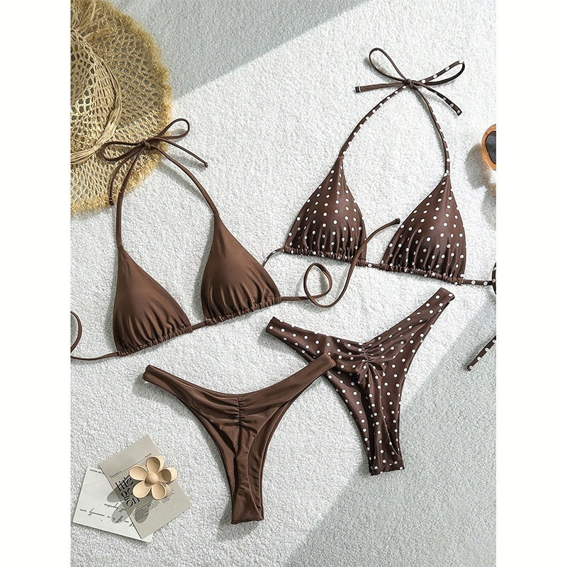 Damen Triangel-Bikini-Set mit verstellbaren Trägern und fröhlichem Punktedesign Echo Archiv
