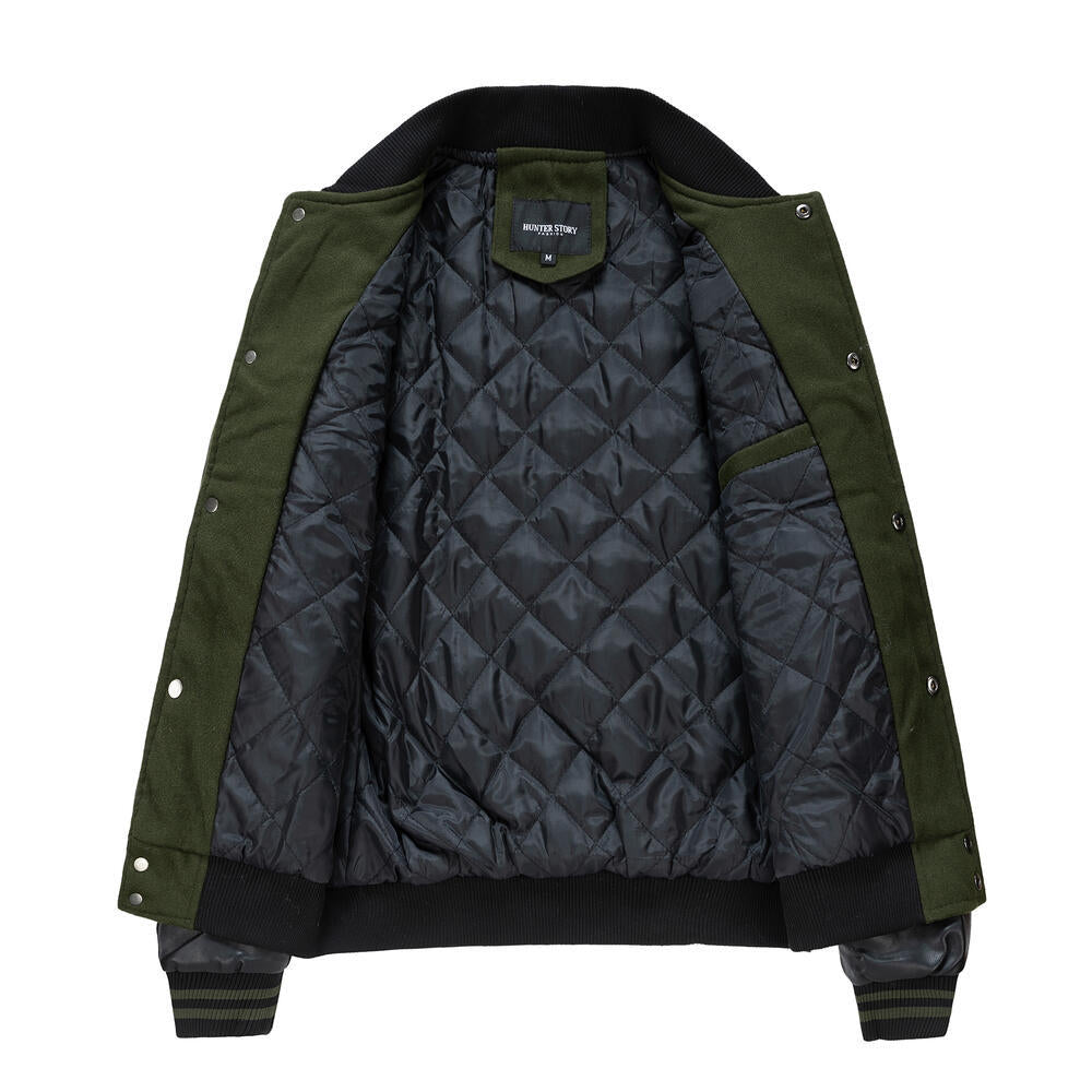 Herren stylische Collegejacke mit Lederärmeln Echo Archiv