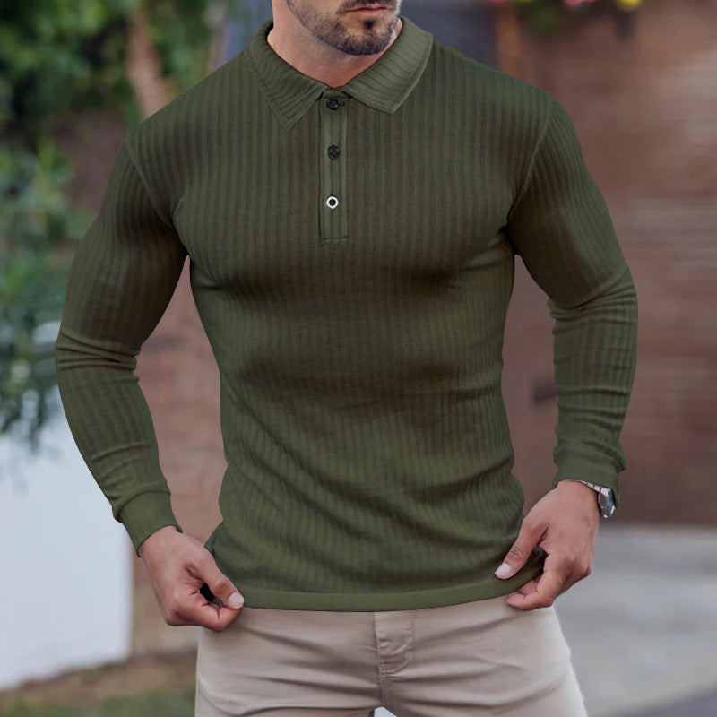 Herren Langarm-Polo mit feiner Rippstruktur Echoarchiv