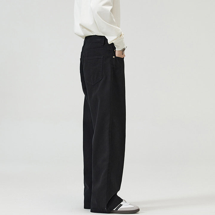 Herren Weite Baumwoll‑Twill‑Hose mit hohem Bund und geradem Bein Echo Archiv