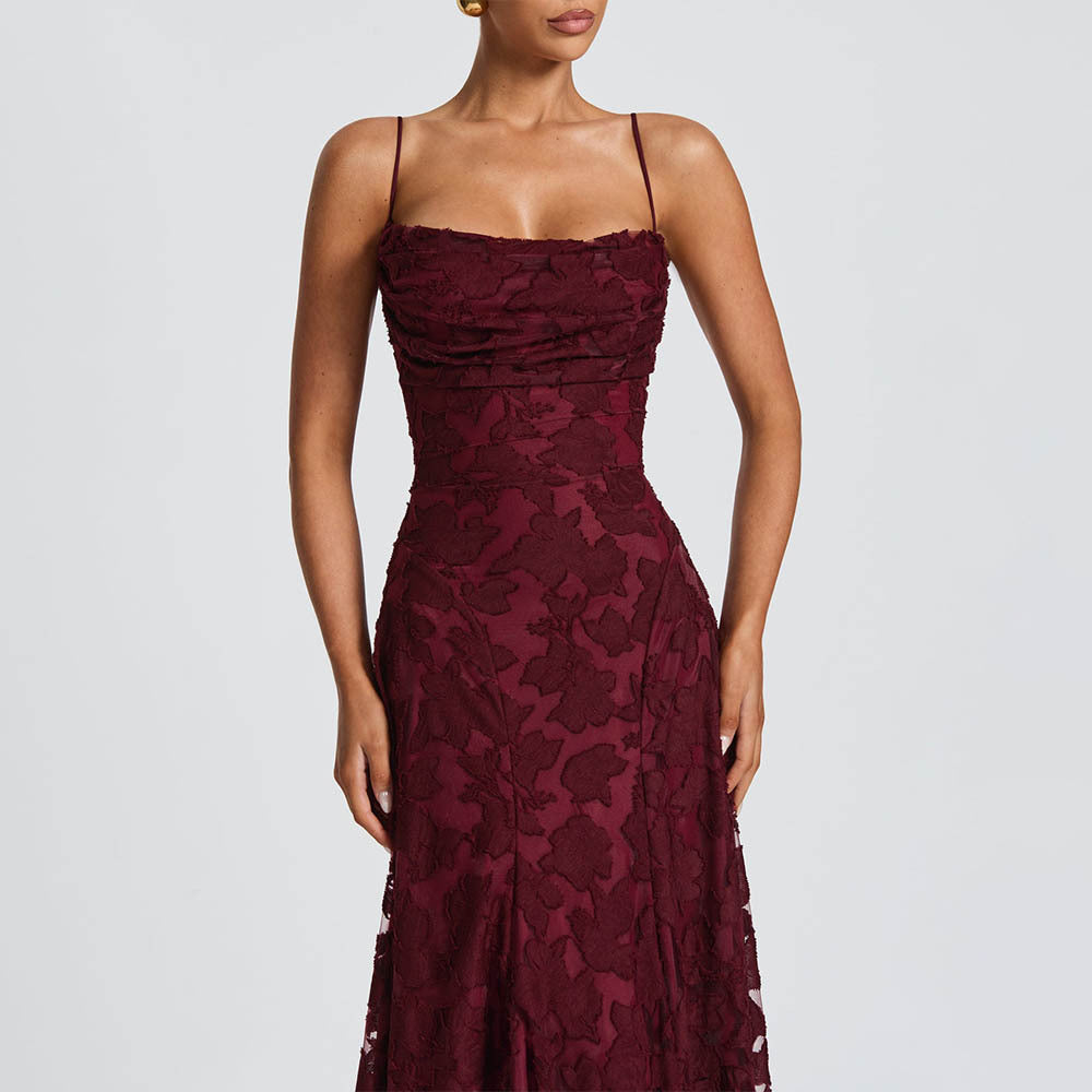 Damen Maxikleid mit floralem Spitzenmuster und schwingendem Rock Echo Archiv
