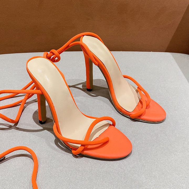 Damen nan Riemchen-Sandalette mit gewundenen Schnürriemen, schlankem Stilettoabsatz und gepolstertem Komfortfußbett Echo Archiv