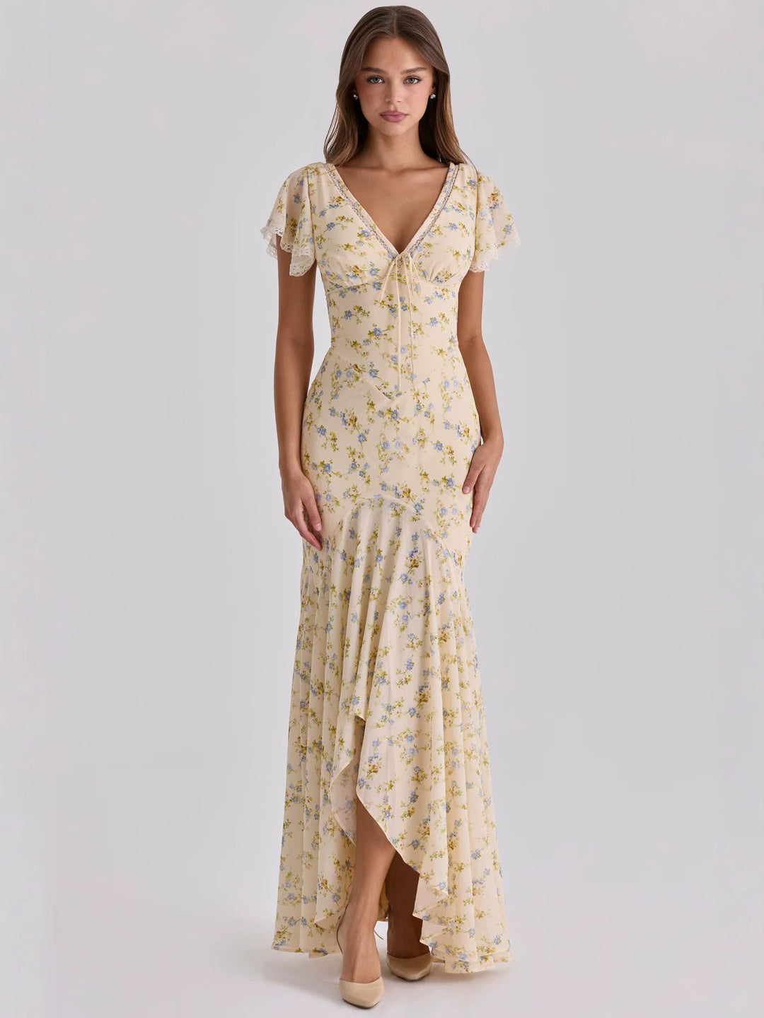 Damen Maxikleid mit floralem Design und raffinierten Cut-Outs Echo Archiv